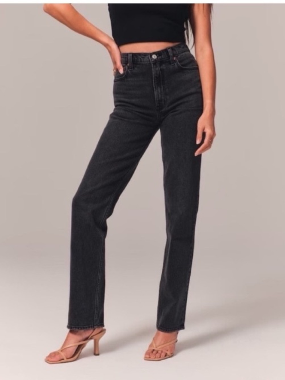 Abercrombie & Fitch The '90s Straight Ultra High Rise Jeans Black Denim 26